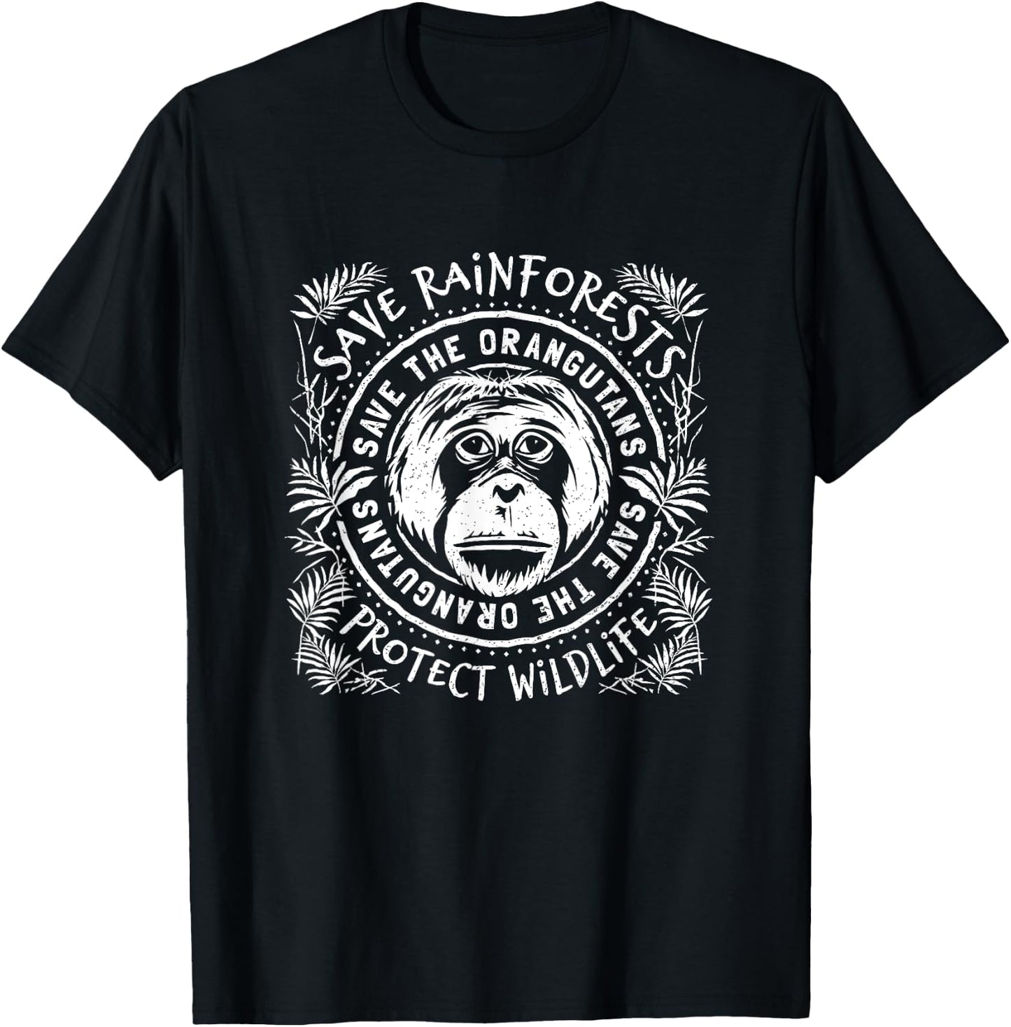 Save The Orangutan - Protect Rainforest Wildlife T-Shirt - T-Shirt | Black