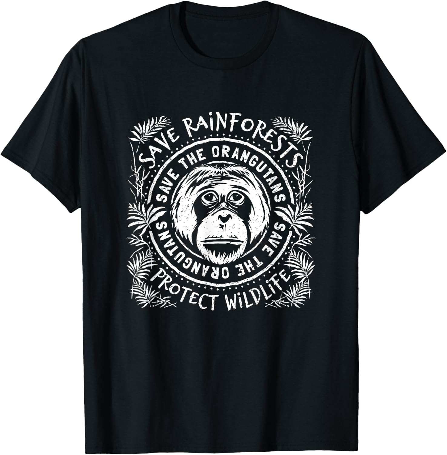 Save The Orangutan - Protect Rainforest Wildlife T-Shirt - T-Shirt | Black