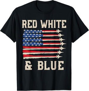 Red White & Blue 4th July Fighter Jet Boy Toddler Patriotic T-Shirt - T-Shirt | Black