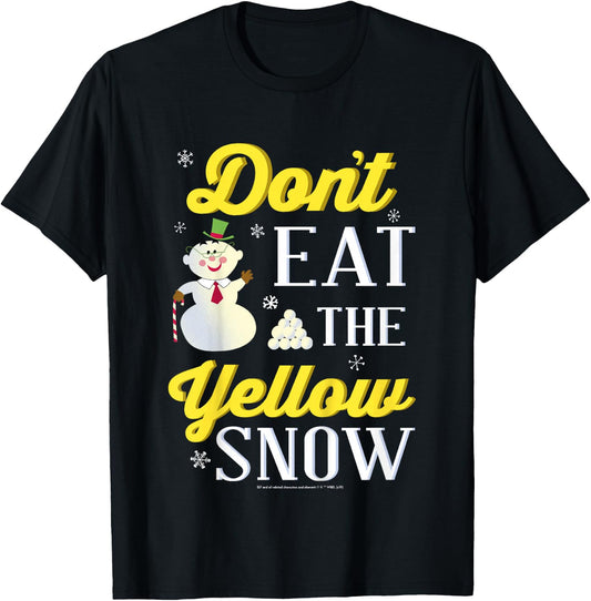 Kids Elf Snowman Don't Eat The Yellow Snow Text Poster T-Shirt - T-Shirt | Black