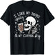 I Like My Books Spicy And My Coffee Icy Funny Skull Library T-Shirt - T-Shirt | Black