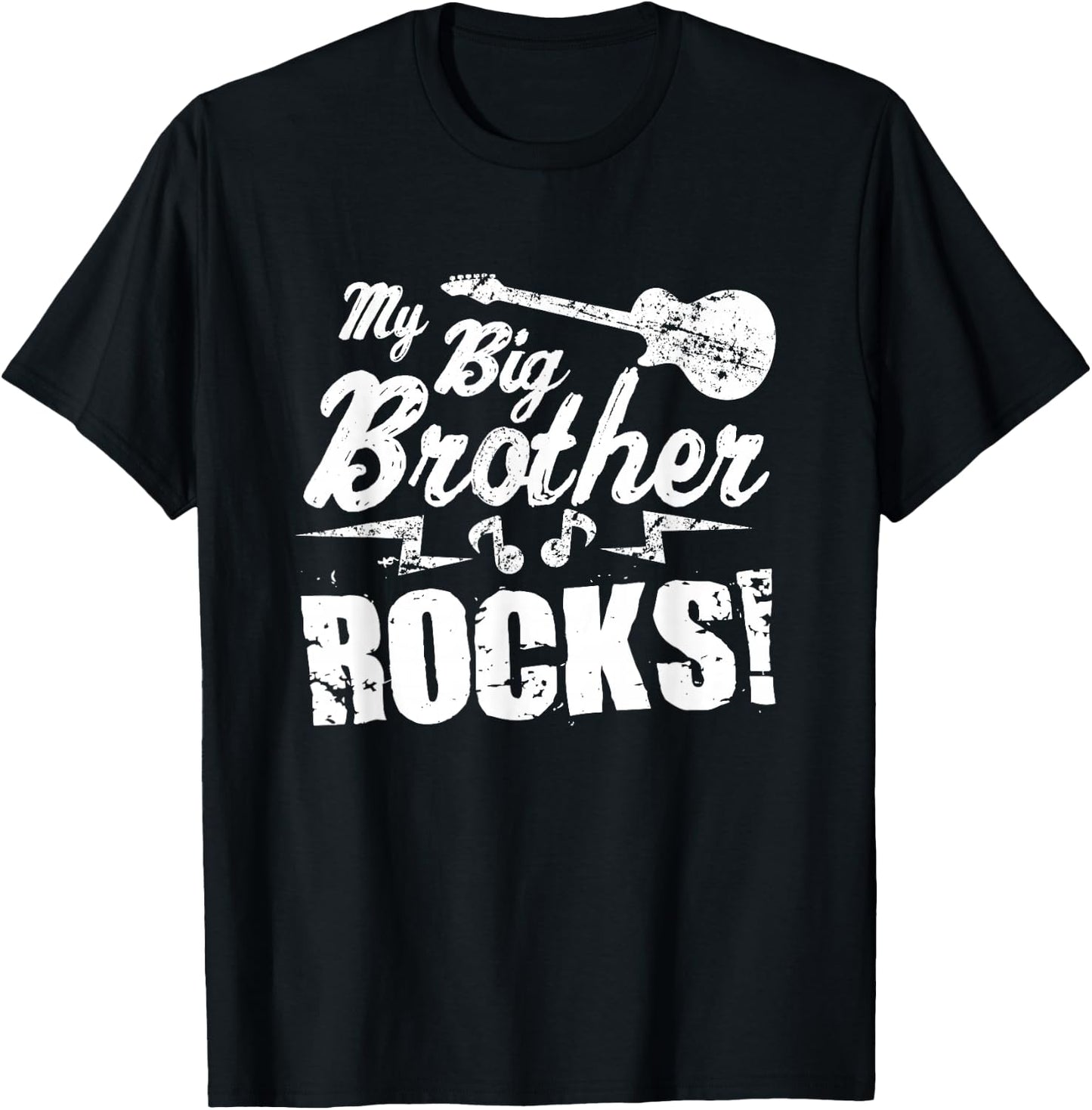 My Big Brother Rocks - Guitar Rock n Roll Funny Gift T-Shirt - T-Shirt | Black