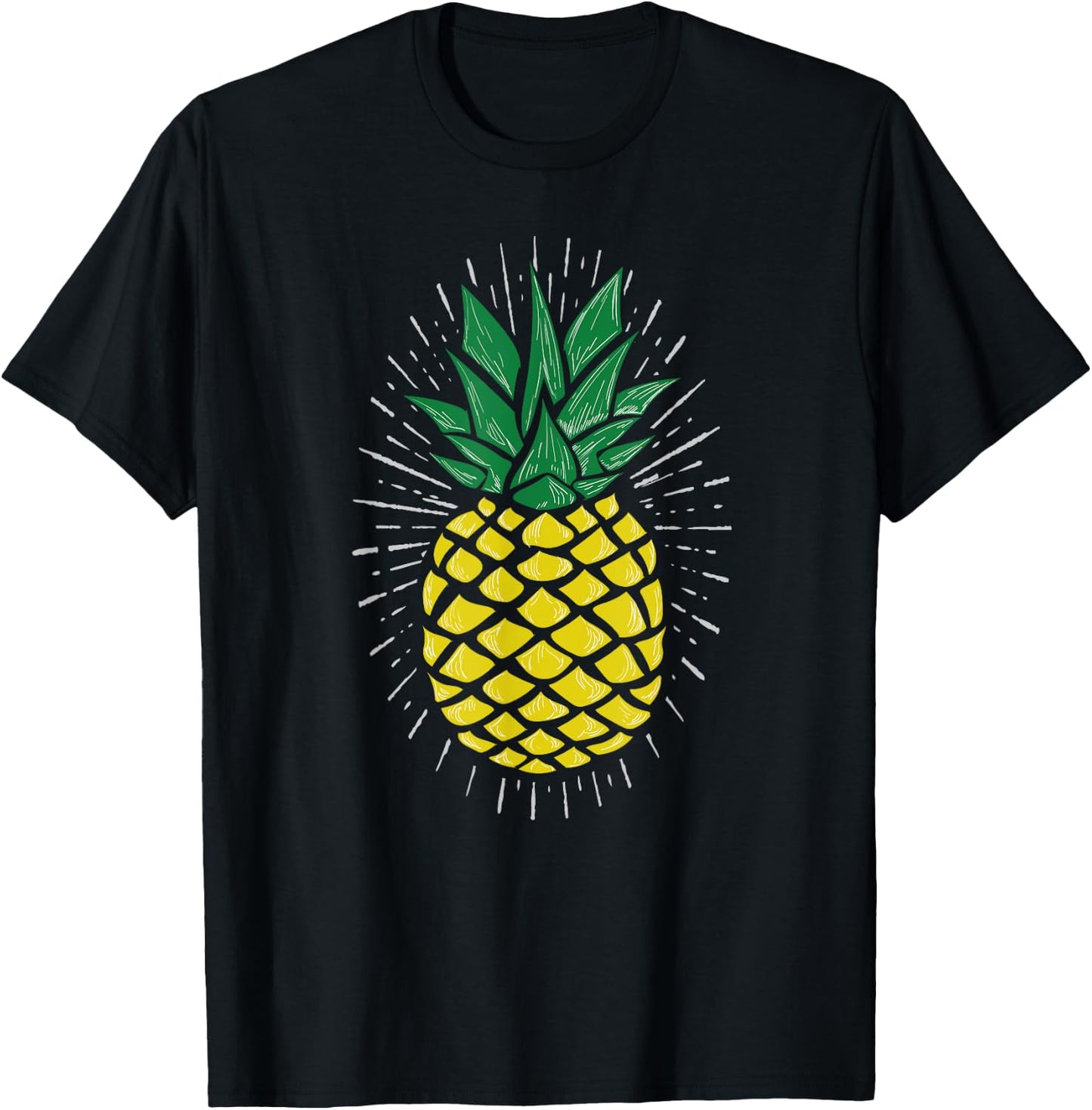 Pineapple Design T-Shirt - T-Shirt | Black