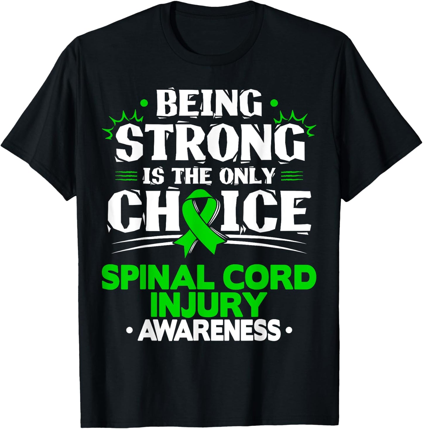Green Ribbon Spinal Cord Injury Awareness T-Shirt - T-Shirt | Black
