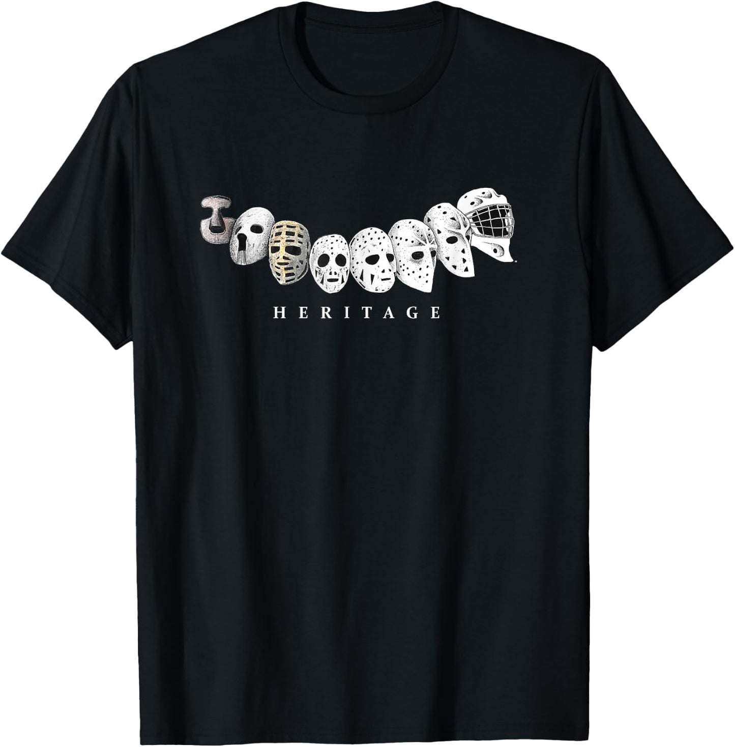 Ice Hockey Goalie Evolution Vintage to Modern Masks T-Shirt - T-Shirt | Black