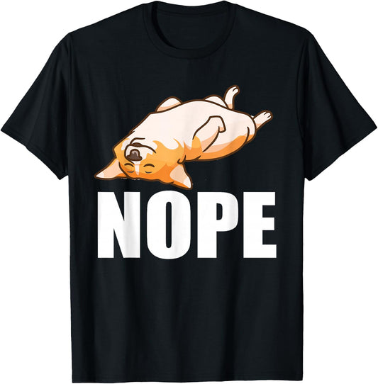Cute Vintage Funny Lazy Nope Corgi Lover T Shirt Gift T-Shirt - T-Shirt | Black