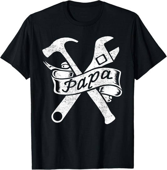 Car Mechanic Papa Wrench Hammer T-Shirt - T-Shirt | Black