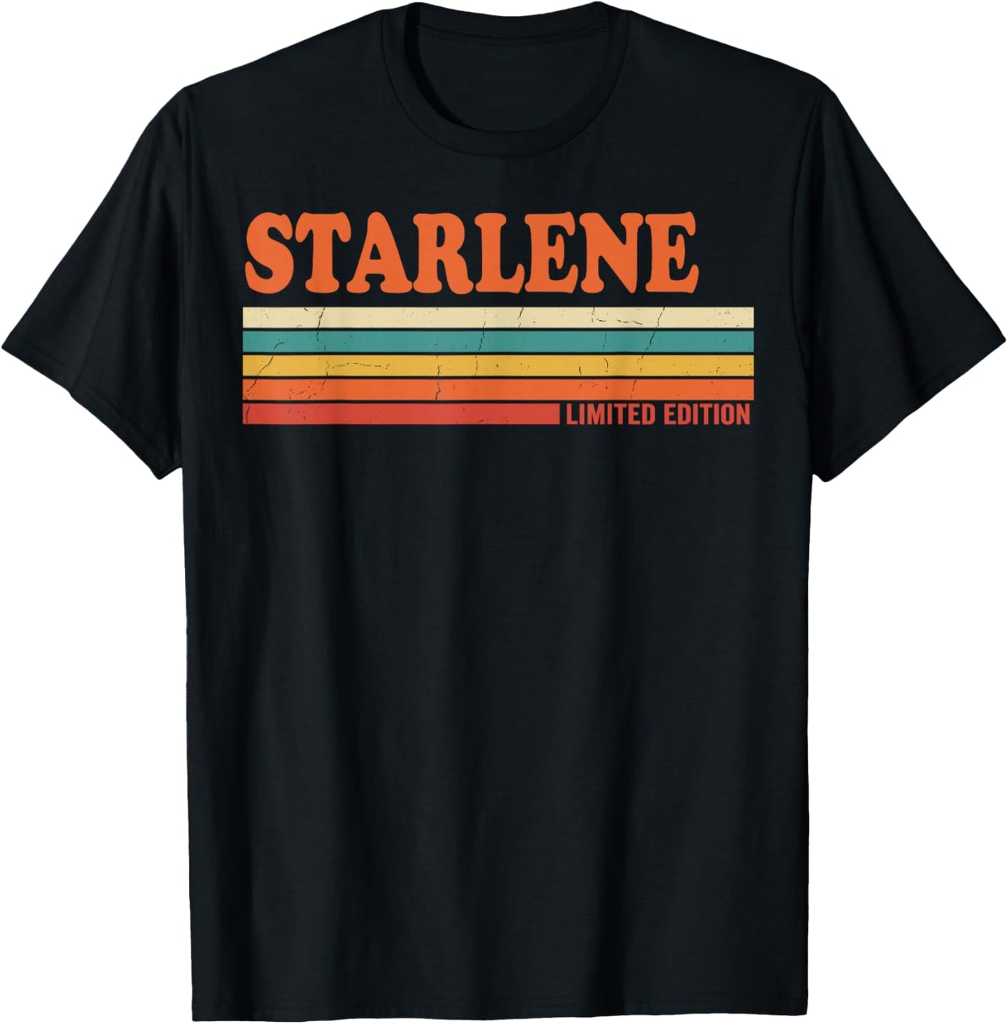 Starlene Retro Personalized First Name Vintage Stripes T-Shirt - T-Shirt | Black