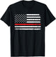 Thin Red Line American Flag Firefighter Gift T-Shirt - T-Shirt | Black