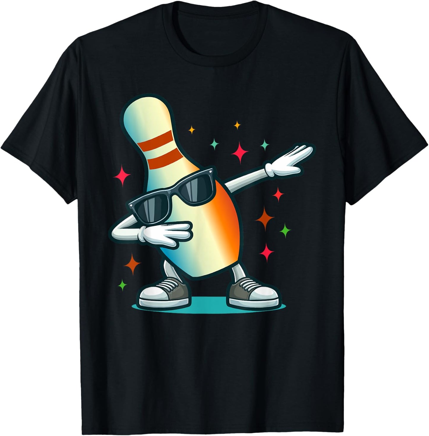 Bowling Pin Dabbing Sunglasses Bowler Player Kids Boys Men T-Shirt - T-Shirt | Black