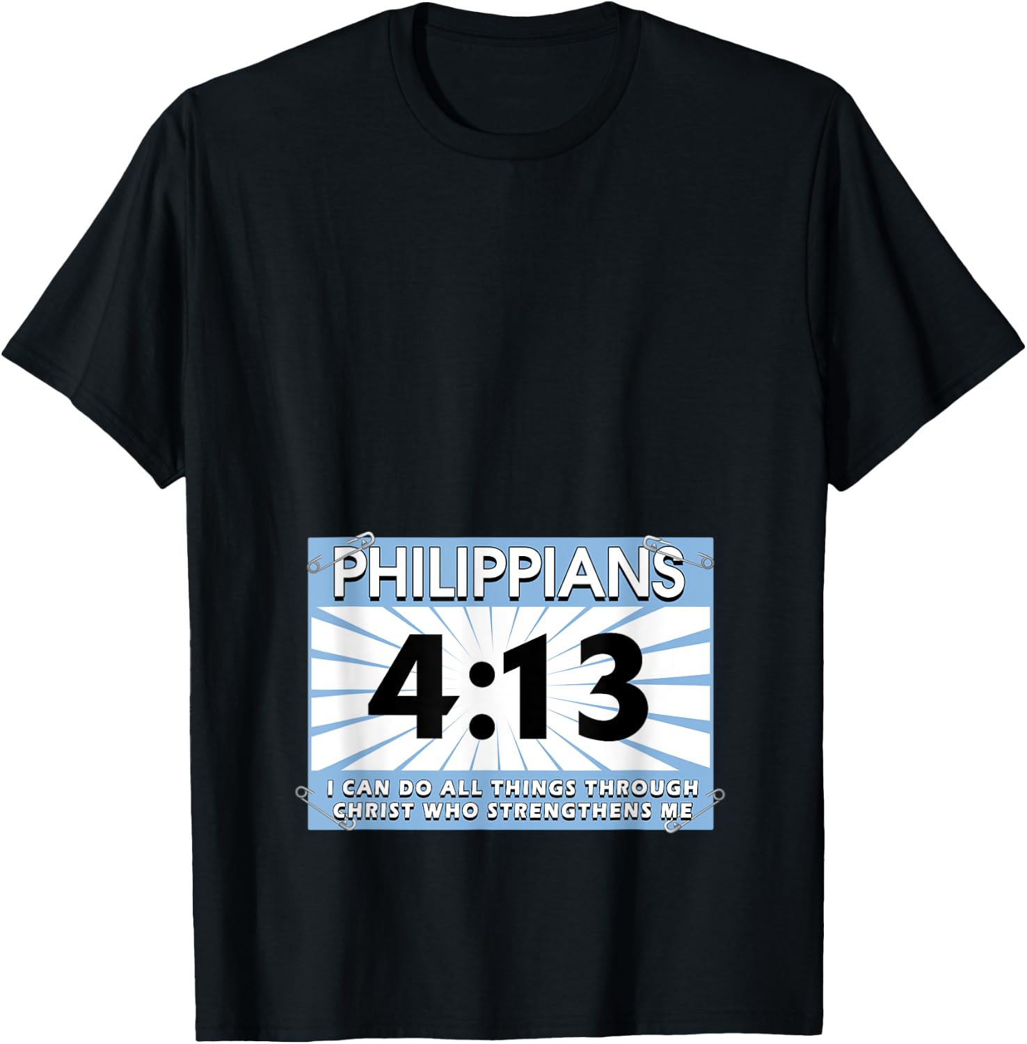 Runners Bib Philippians 4:13 Christ Faith Running Marathon T-Shirt - T-Shirt | Black