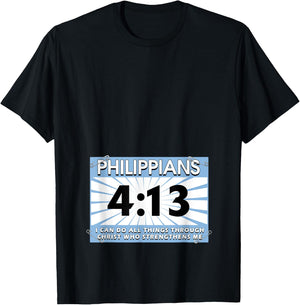 Runners Bib Philippians 4:13 Christ Faith Running Marathon T-Shirt - T-Shirt | Black
