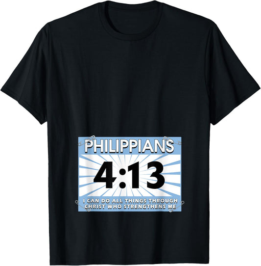 Runners Bib Philippians 4:13 Christ Faith Running Marathon T-Shirt - T-Shirt | Black