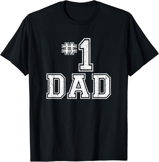#1 Dad Number One Father's Day Vintage Style T-Shirt - T-Shirt | Black