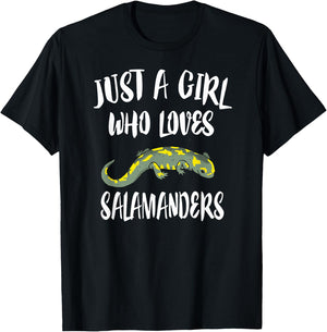 Just A Girl Who Loves Salamanders Lizard Lover Gift T-Shirt - T-Shirt | Black