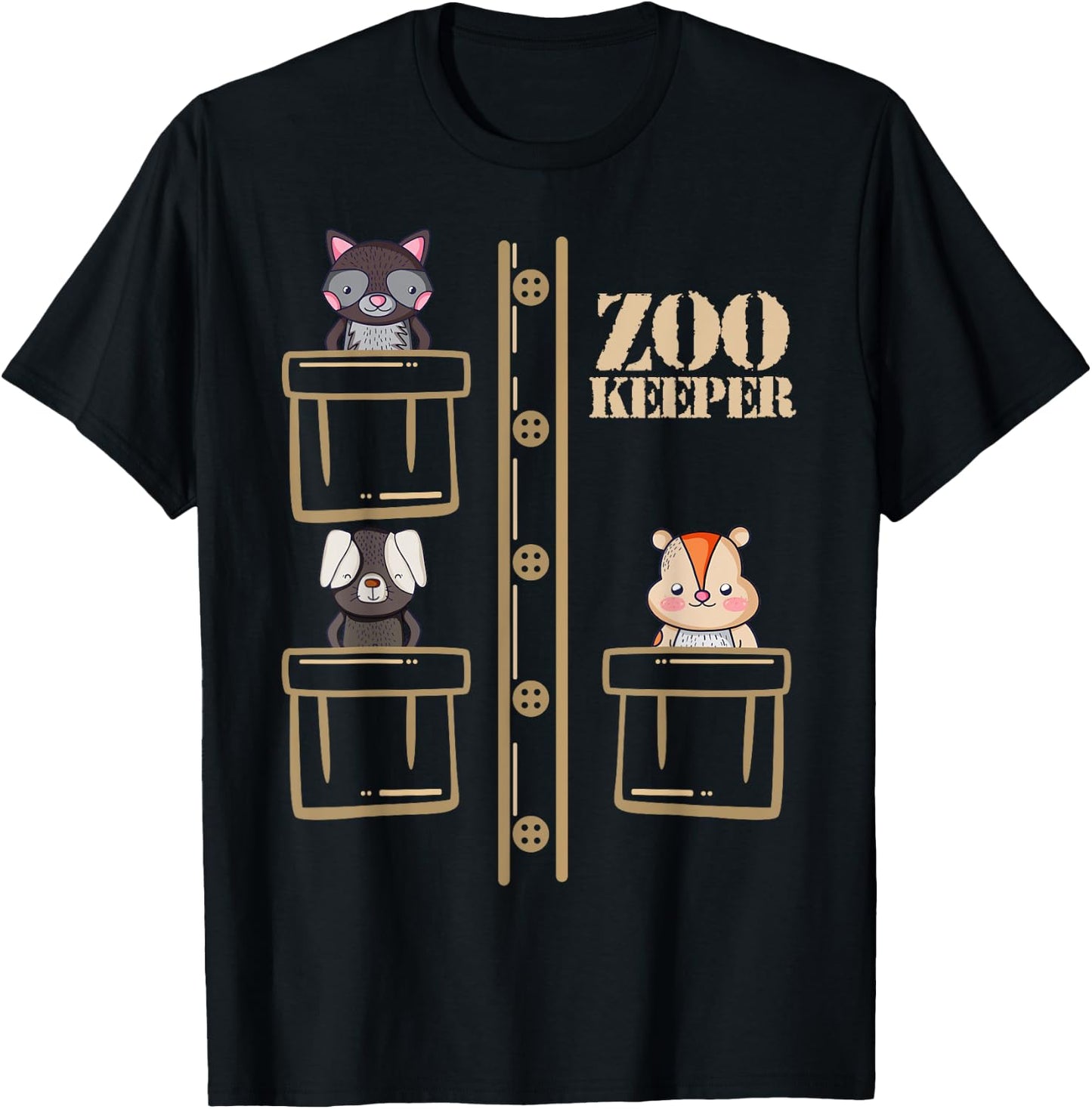 Zoo Keeper Halloween Safari Adult Men Women Costume Shirt T-Shirt - T-Shirt | Black