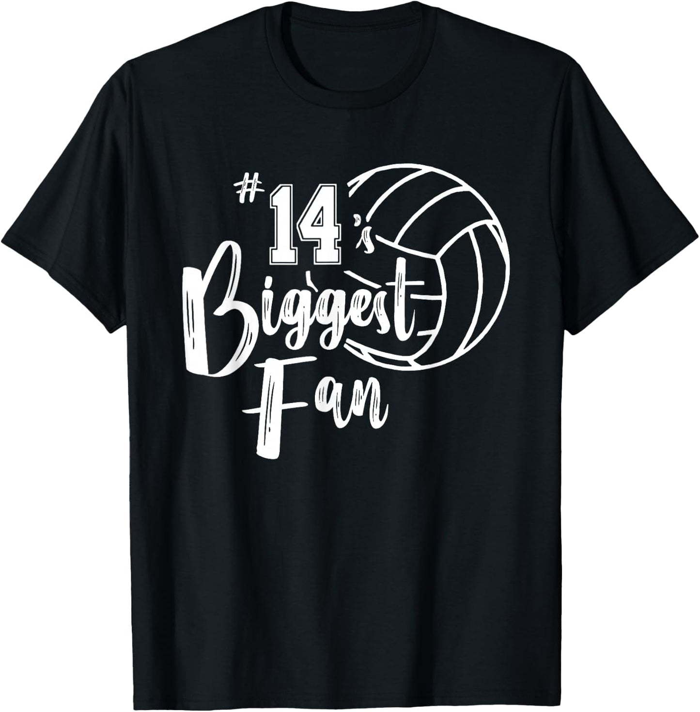 Fourteen 14 Biggest Fan Shirt Volleyball Mom Volleyball Dad T-Shirt - T-Shirt | Black