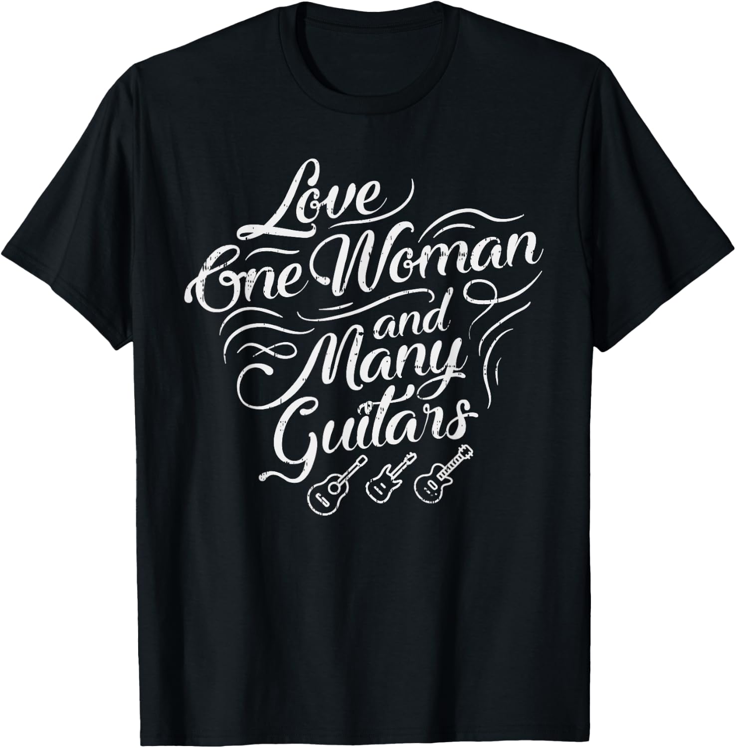 Love One Woman And Many Guitars Shirt Guitarist T-Shirt - T-Shirt | Black