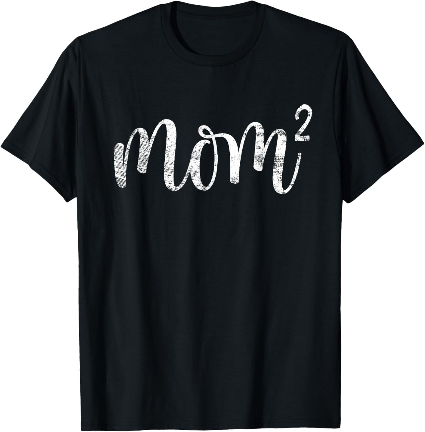 Mom2 Mom Squared Mother of Two Twins Mama Gifts Mothers Day T-Shirt - T-Shirt | Black