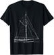 Vintage Retro Sailboat Blueprint T-Shirt - T-Shirt | Black