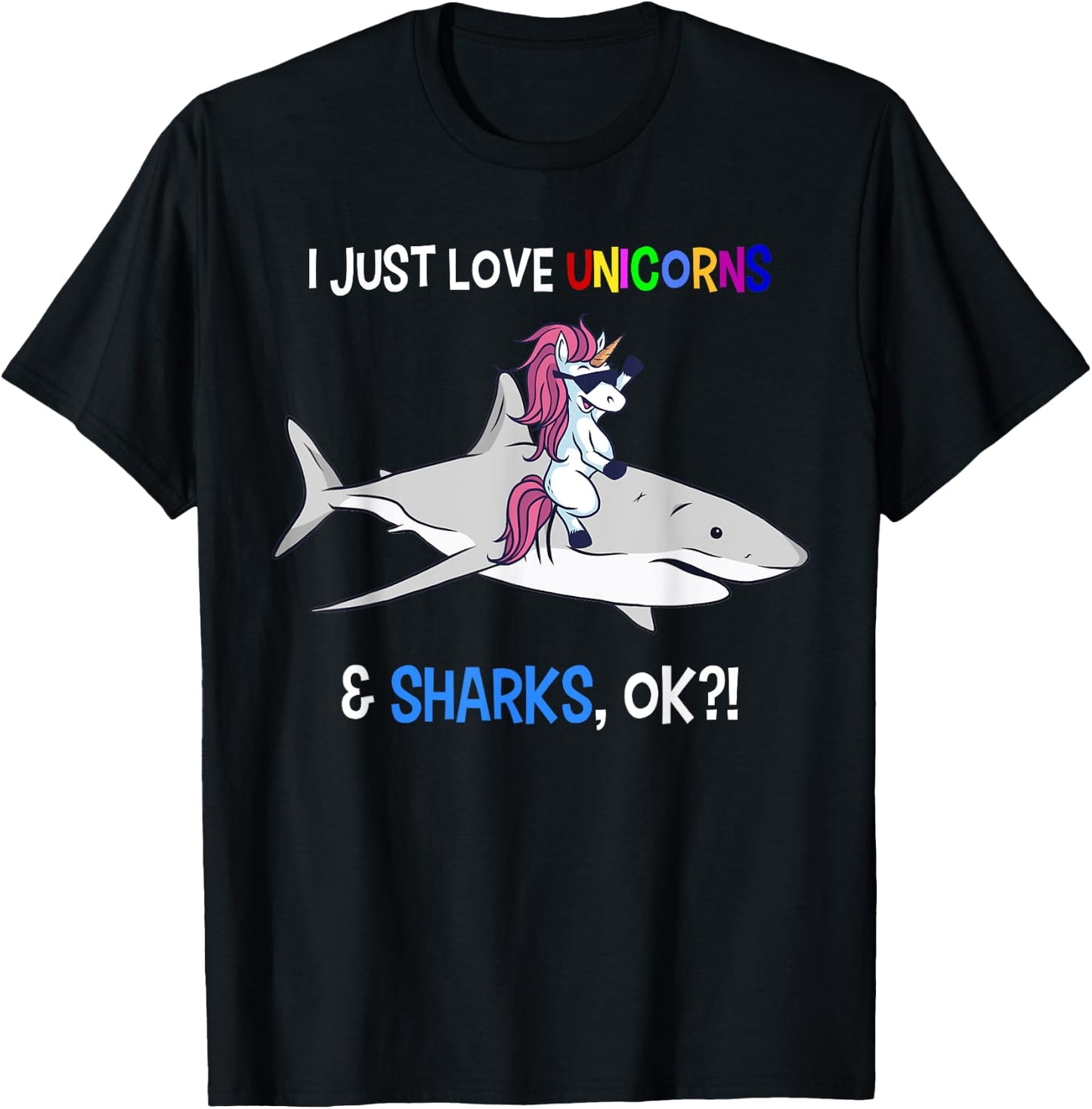 Unicorn Shark Shirt Funny Shark Unicorn Lover Gift T-Shirt - T-Shirt | Black