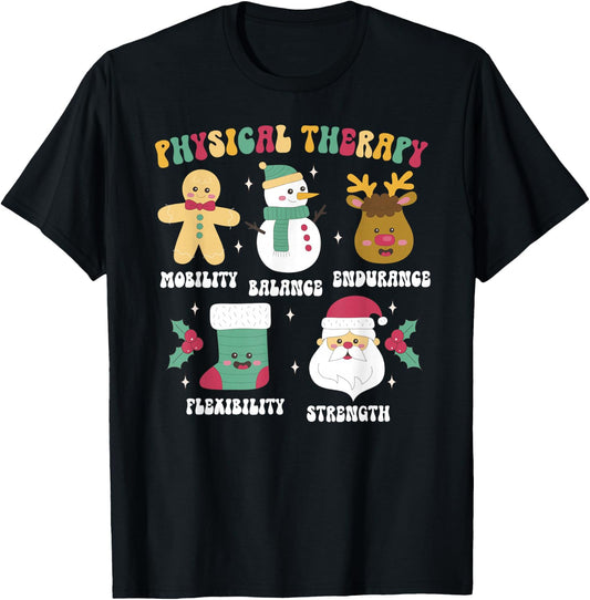 Groovy Physical Therapy Christmas Physical Therapist Xmas T-Shirt - T-Shirt | Black