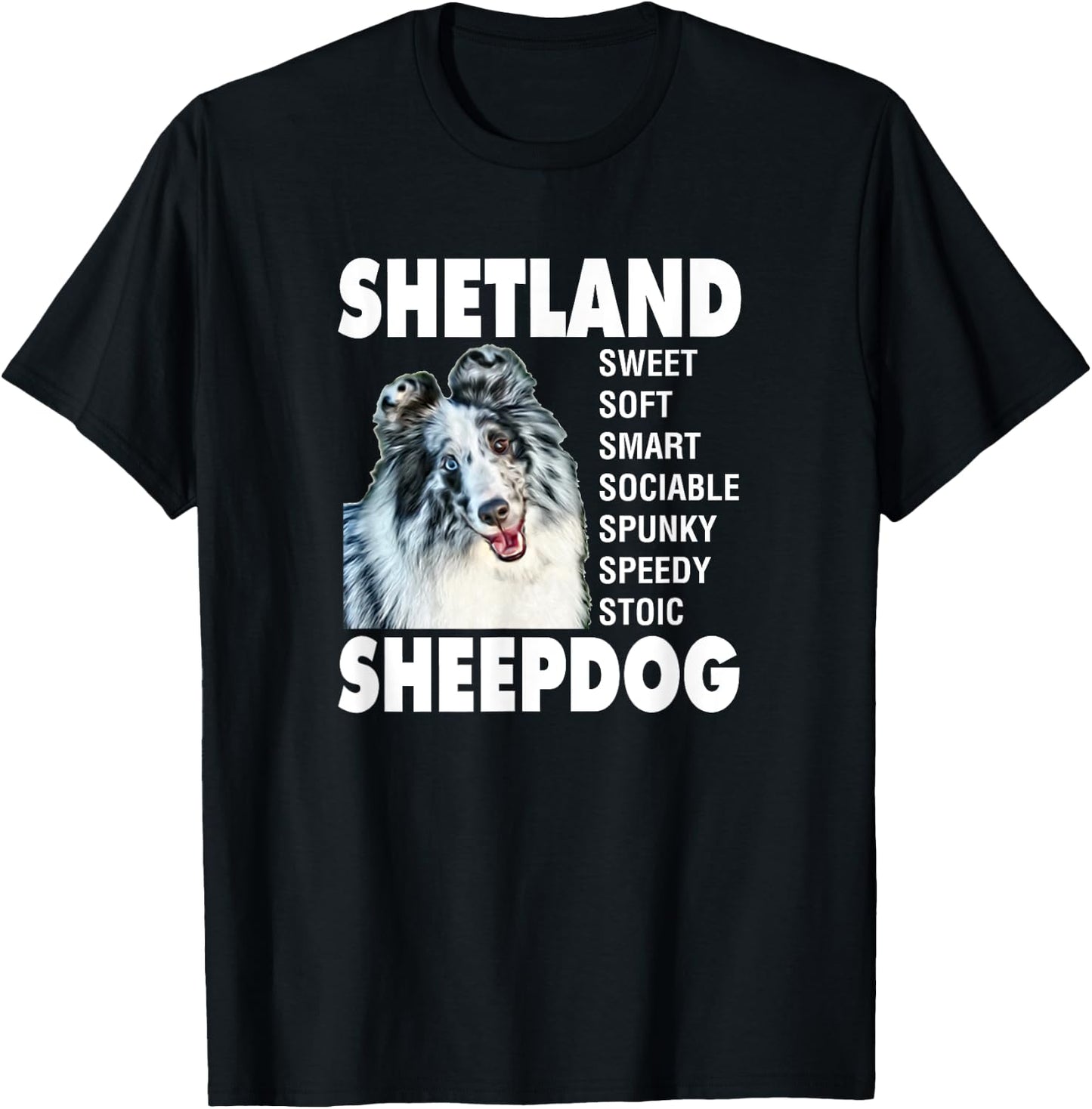 Shetland Sheepdog Sheltie Blue Merle Bi-Blue Sheltie T-Shirt - T-Shirt | Black
