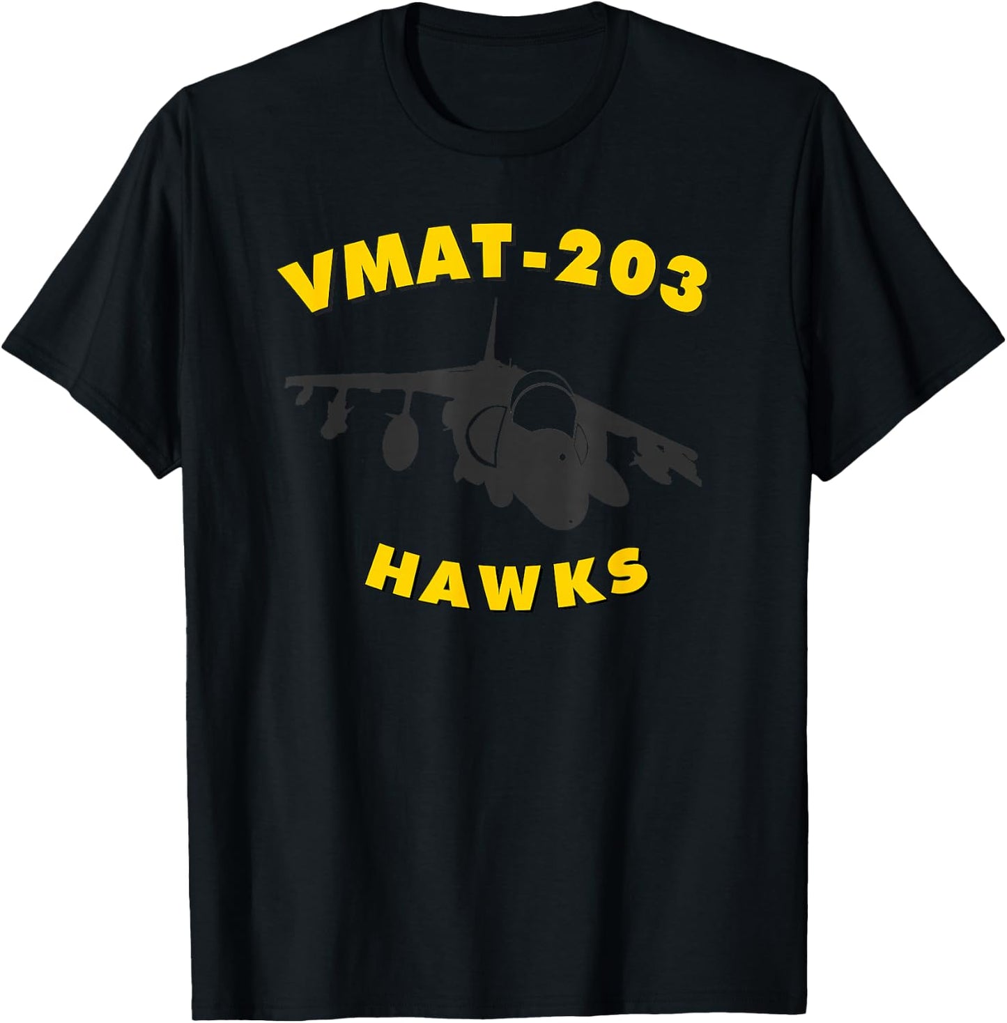VMAT-203 Hawks AV8B Harrier Attack Training Squadron T-Shirt - T-Shirt | Black