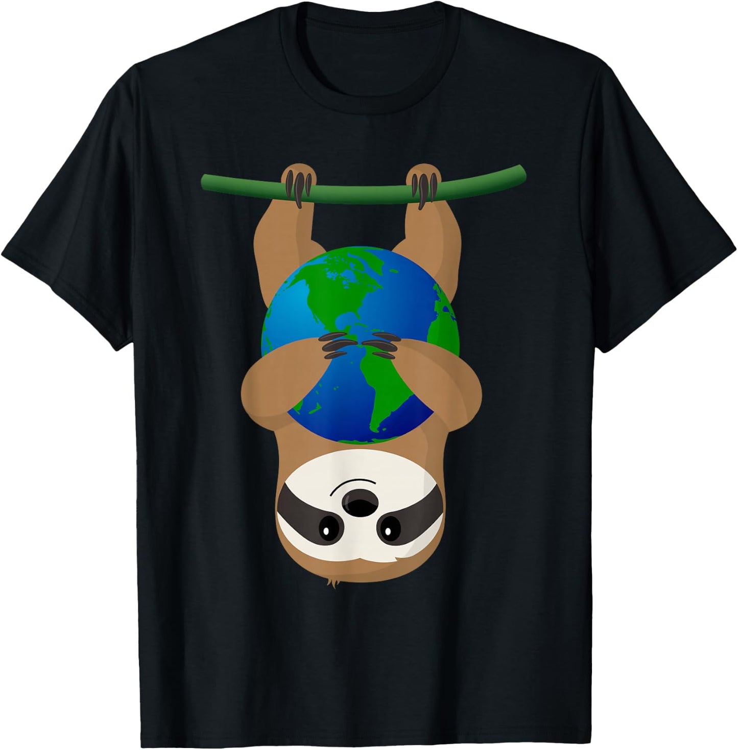 Earth Day Love The Earth Sloth T-Shirt - T-Shirt | Black