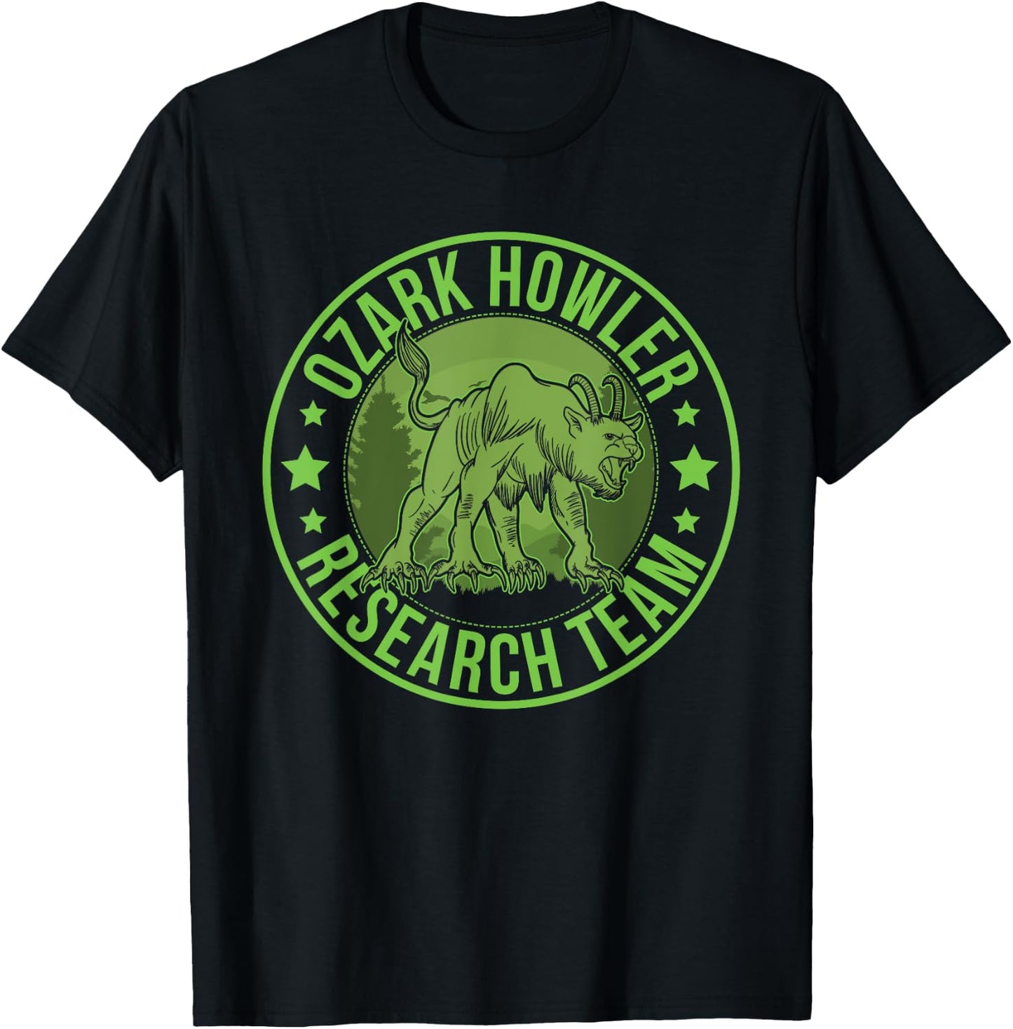 Ozark Howler Hide & Seek Research Team Champion Cryptid T-Shirt - T-Shirt | Black