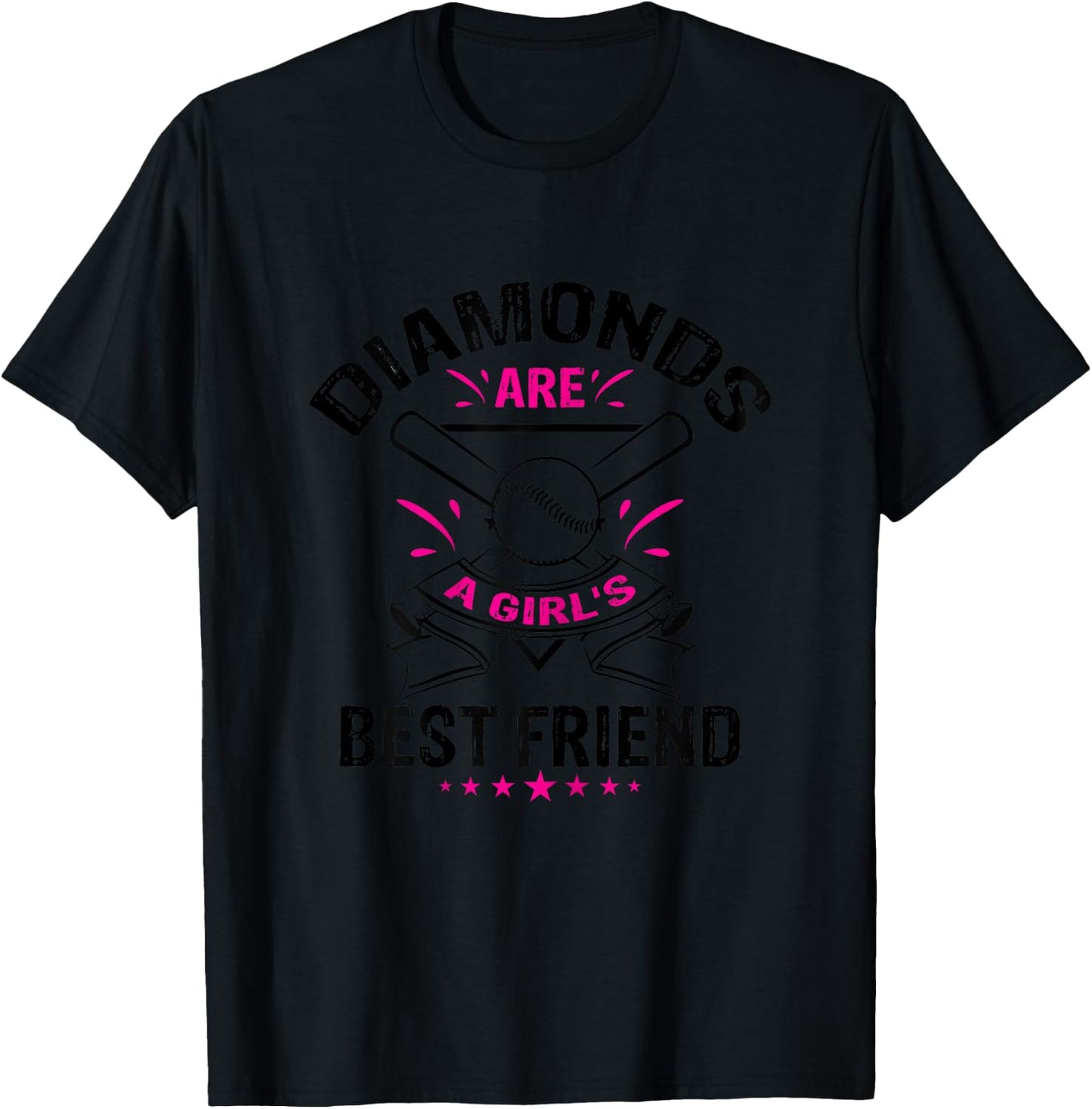 Diamonds Girl's Best Friend Shirt for Baseball and Softball T-Shirt - T-Shirt | Black