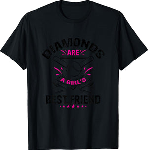 Diamonds Girl's Best Friend Shirt for Baseball and Softball T-Shirt - T-Shirt | Black