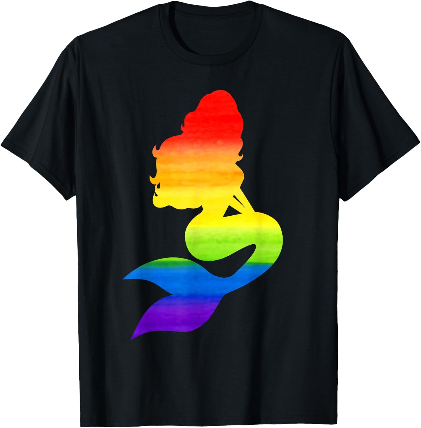 Mermaid Pride Gay Pride Parade Rainbow Mermaid T-Shirt - T-Shirt | Black
