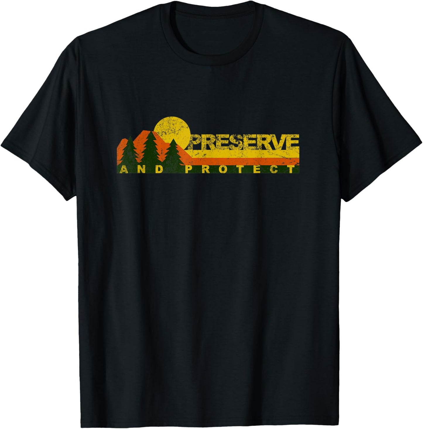 Retro Preserve and Protect - Save our National Forests T-Shirt - T-Shirt | Black