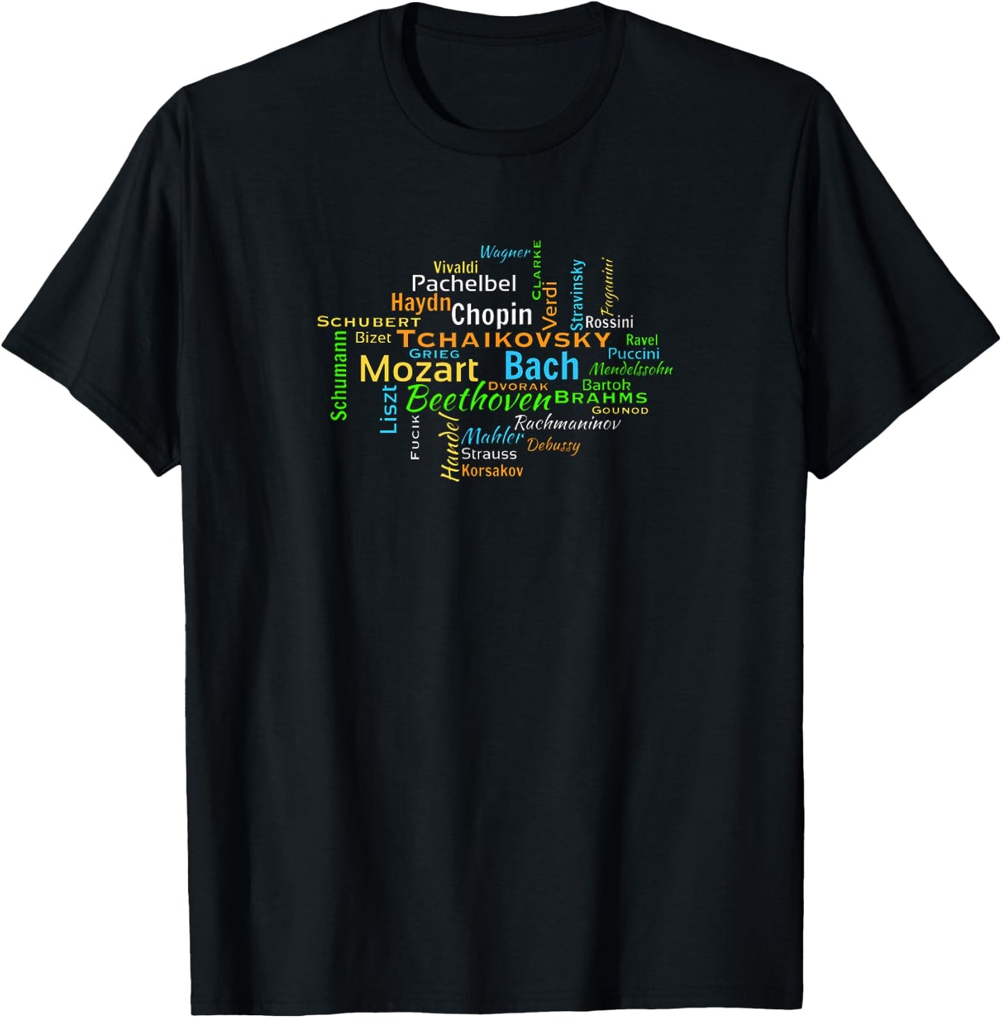 Classical Composers Word Cloud Music Lovers T-Shirt - T-Shirt | Black