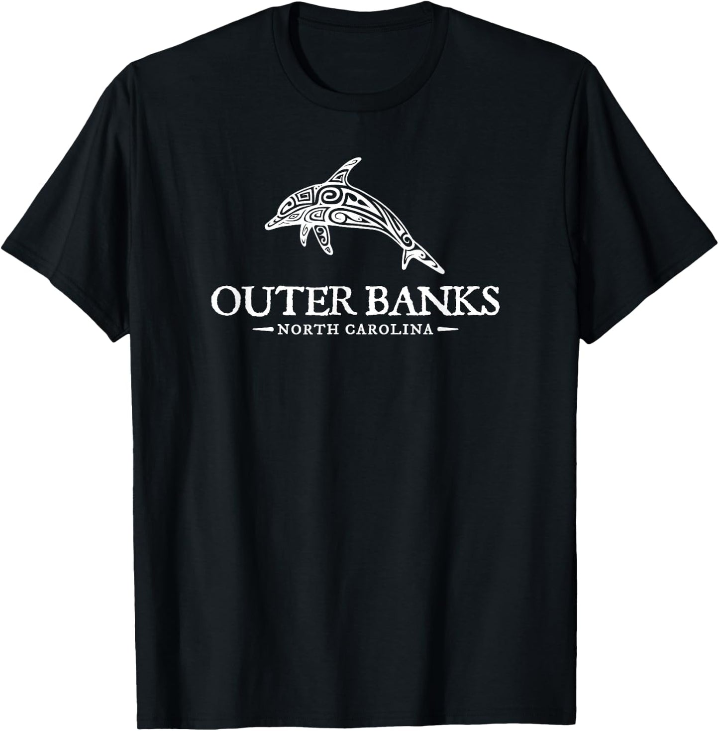 Outer Banks NC OBX Dolphin Retro Preppy Vacation Souvneir T-Shirt - T-Shirt | Black