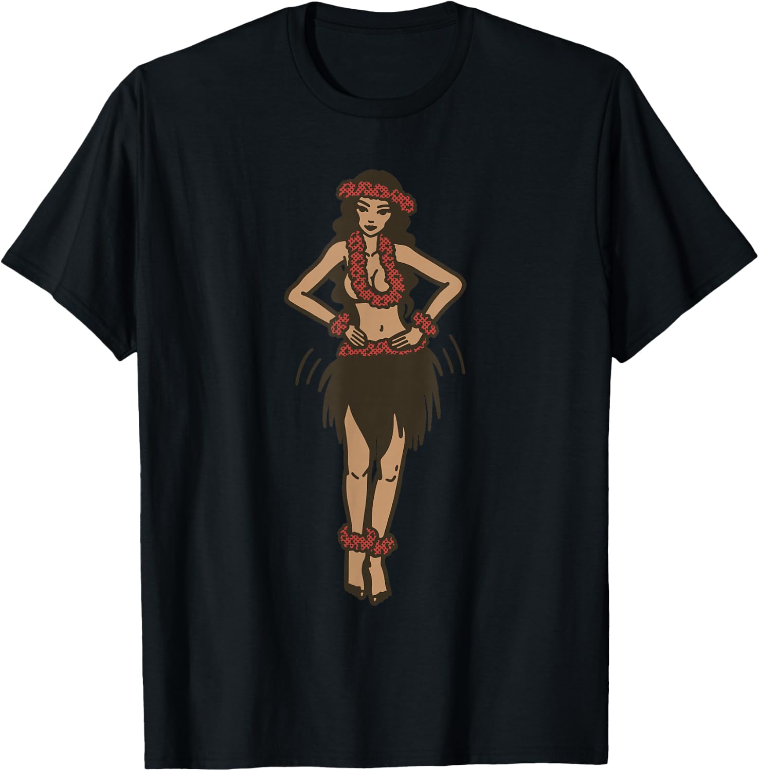Hula Girl Vintage T-Shirt - T-Shirt | Black