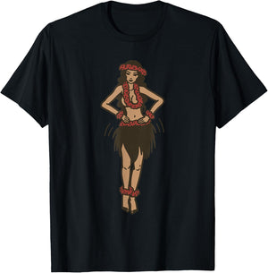 Hula Girl Vintage T-Shirt - T-Shirt | Black