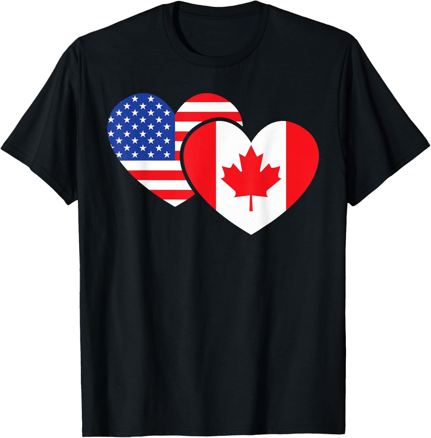 Friendship I Love Canada American Heart Cool T-Shirt - T-Shirt | Black