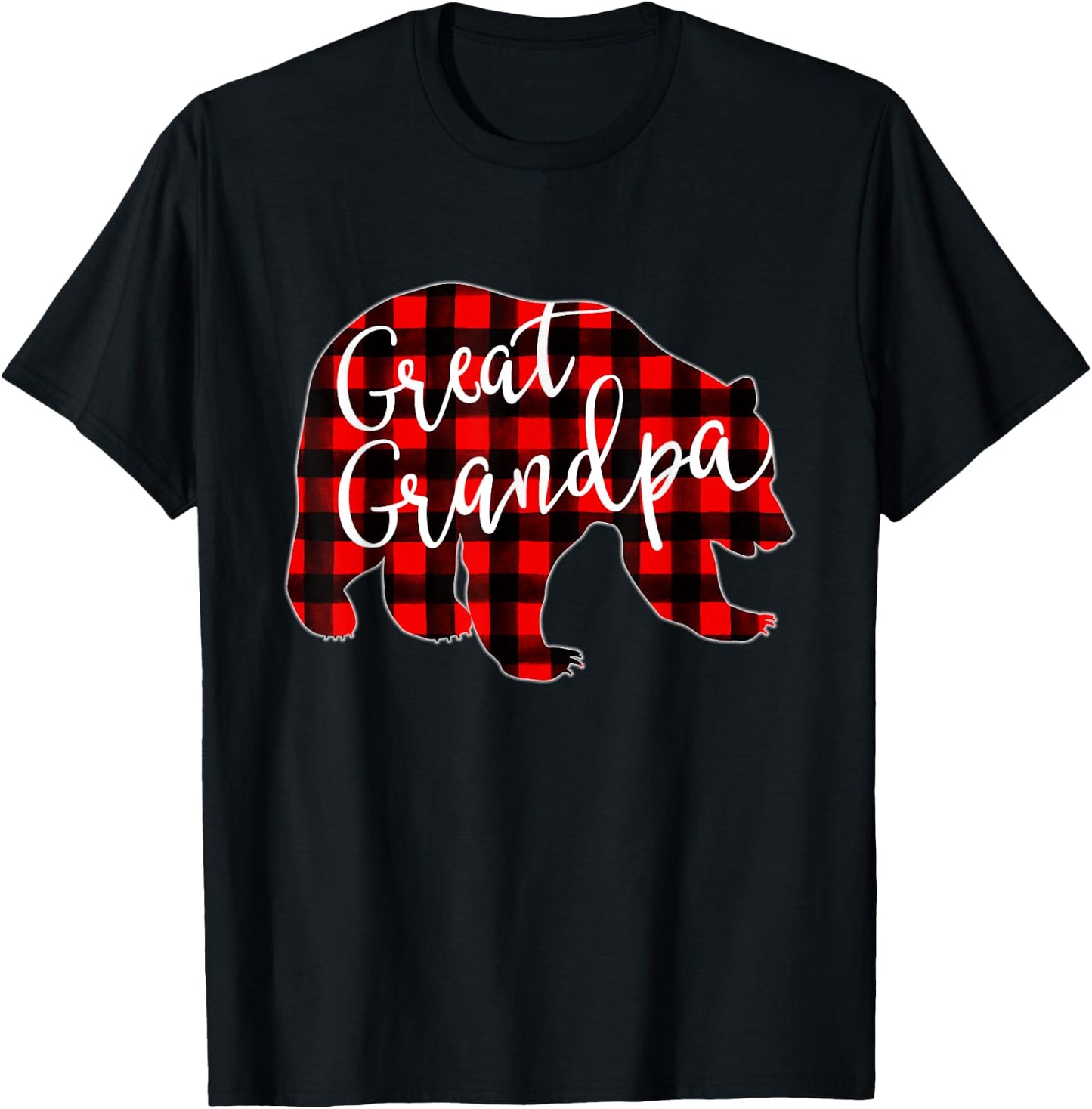 Red Plaid Great Grandpa Bear Matching Family Christmas Eve T-Shirt - T-Shirt | Black