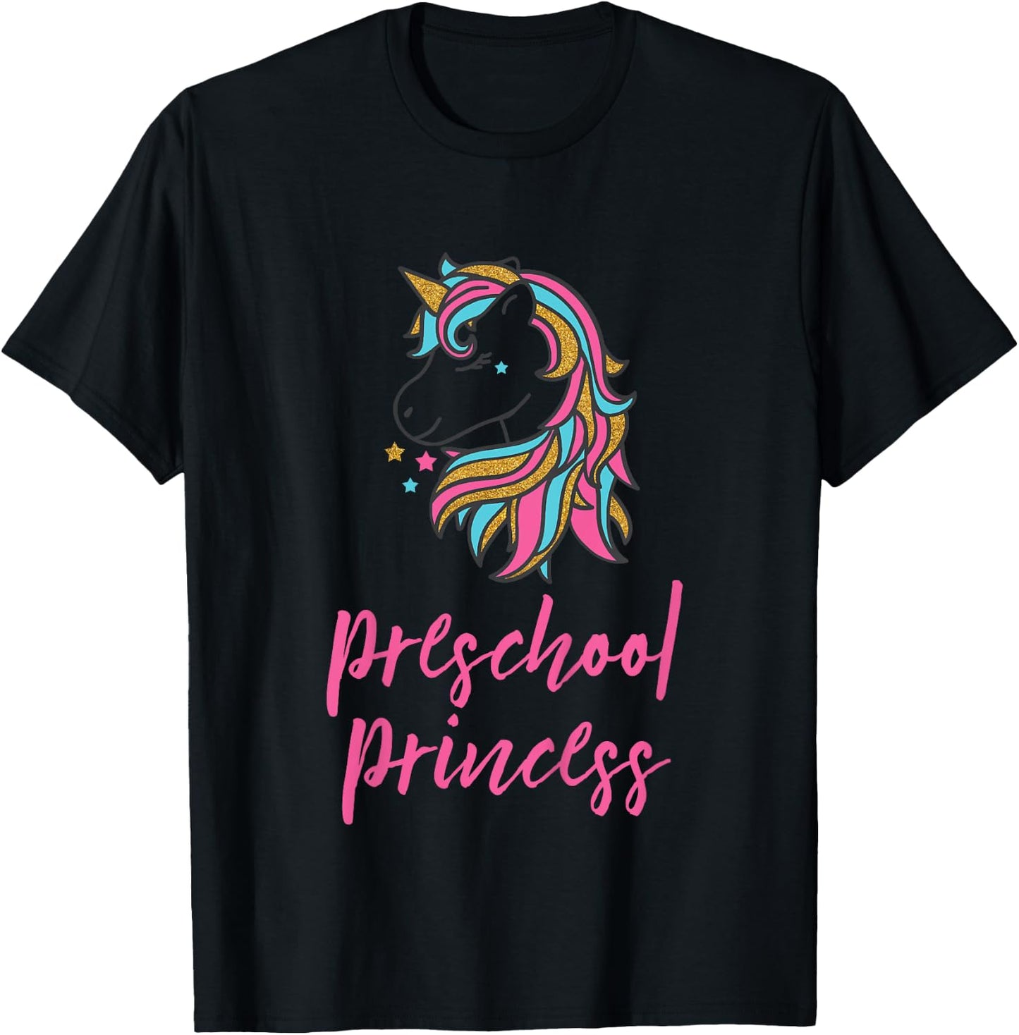 Kids Preschool Princess Unicorn Shirt for Girls, School Shirt T-Shirt - T-Shirt | Black