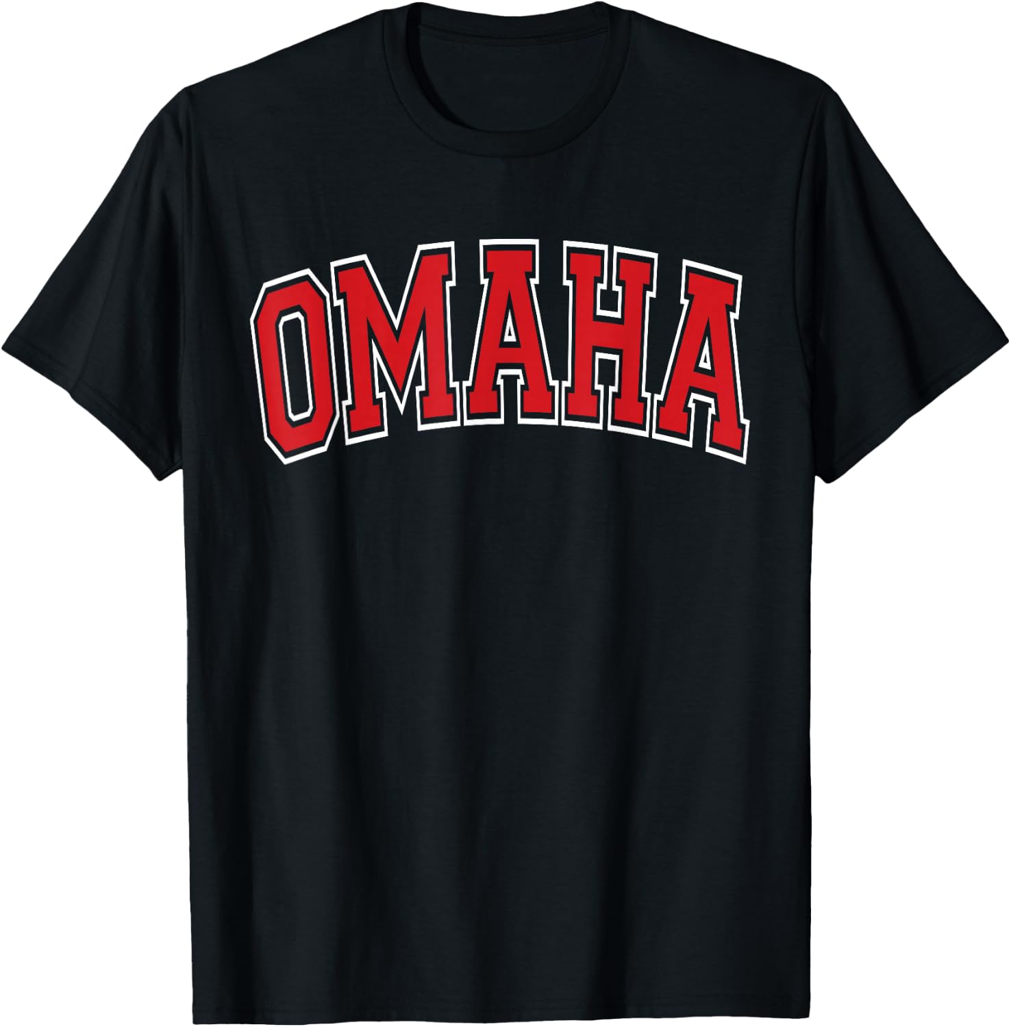 Omaha Arched Text T-Shirt - T-Shirt | Black