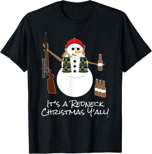Funny Redneck Christmas Snowman Shirt Sarcastic Gift T-Shirt - T-Shirt | Black
