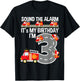 Sound The Alarm Fire Truck 3rd Birthday Shirt For Boys Age 3 T-Shirt - T-Shirt | Black