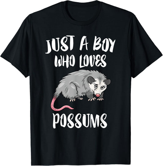 Just A Boy Who Loves Possums Animal Gift T-Shirt - T-Shirt | Black