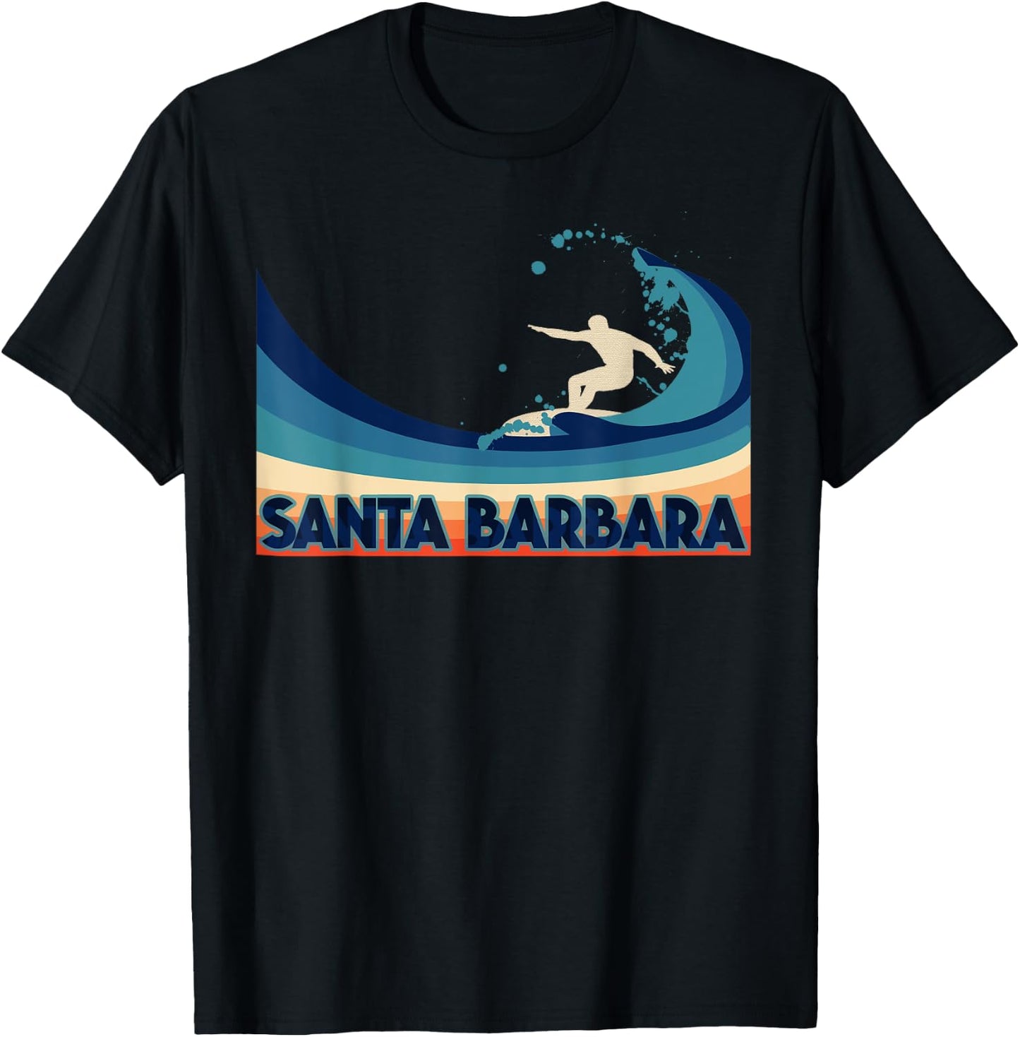 Santa Barbara Retro Surf Travel Souvenir Gift T-Shirt - T-Shirt | Black