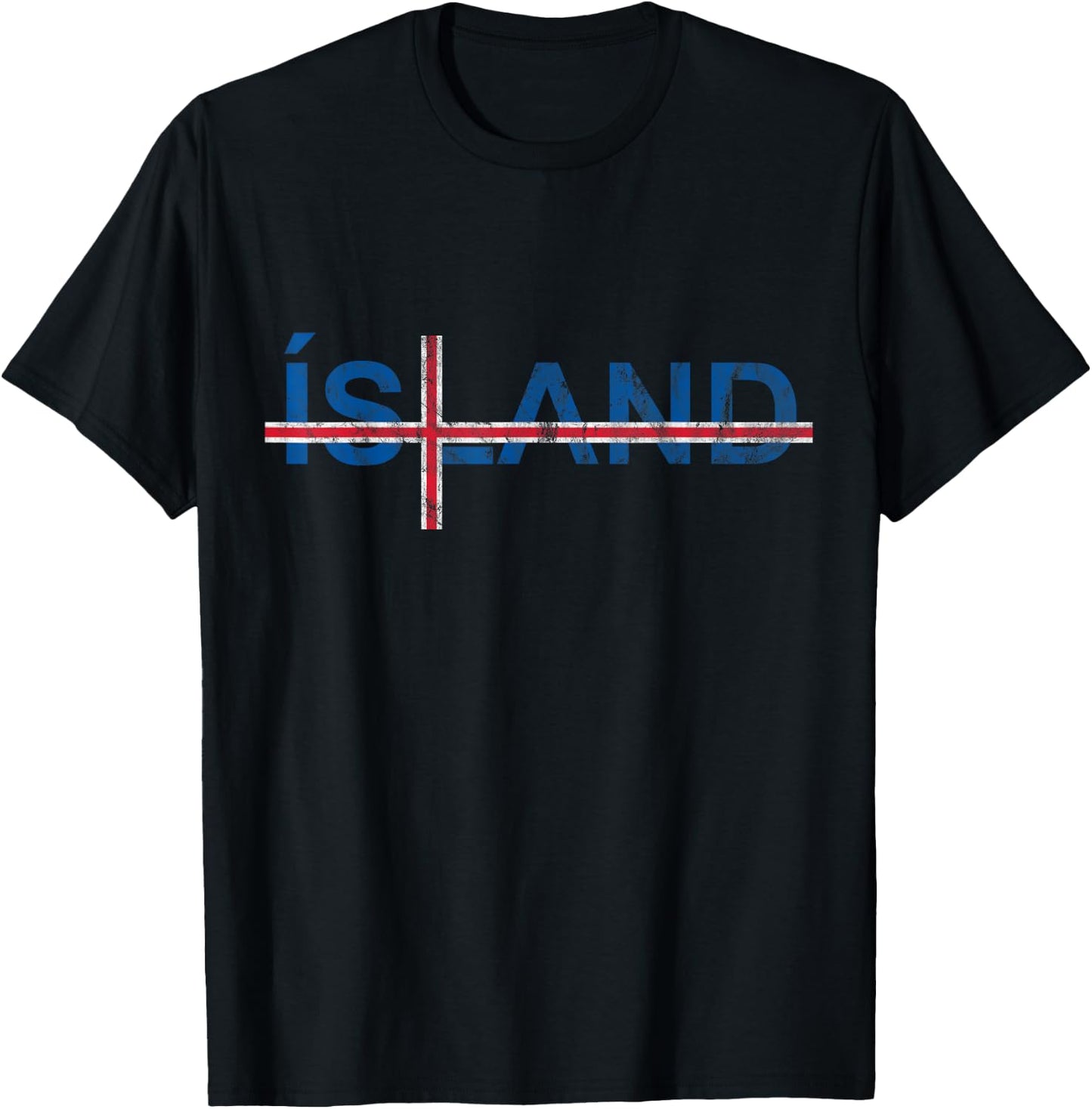 Icelandic Flag Scandinavian Cross Travel Iceland T-Shirt - T-Shirt | Black