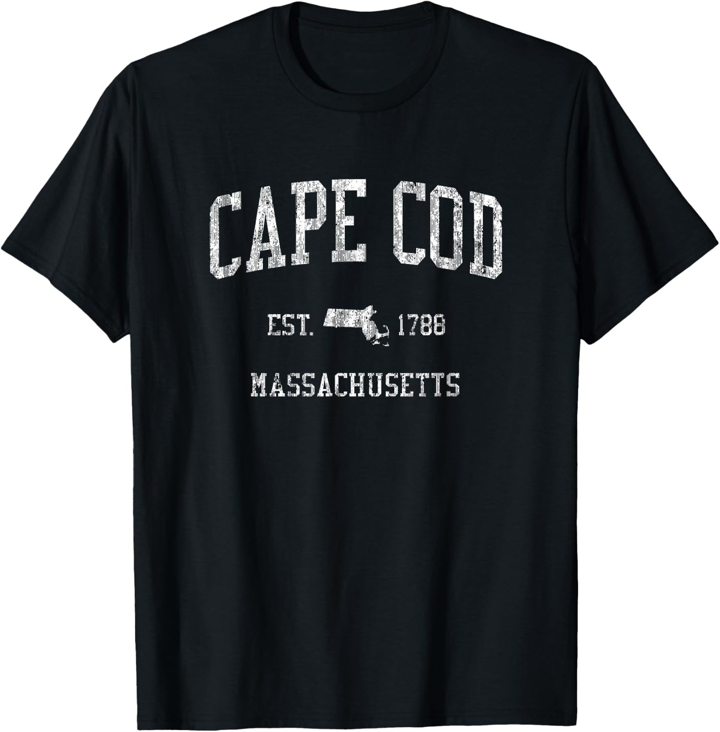 Cape Cod Massachusetts MA Vintage Sports Design T-Shirt - T-Shirt | Black