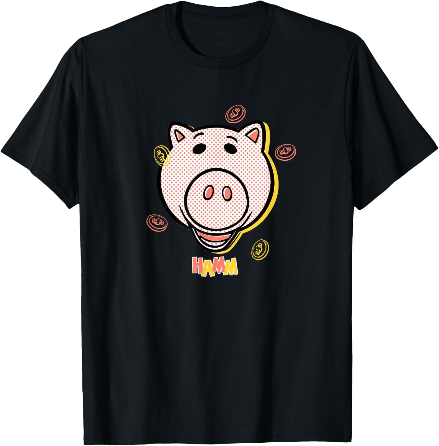 Disney Pixar Toy Story 4 Hamm Coins Halftone T-Shirt - T-Shirt | Black