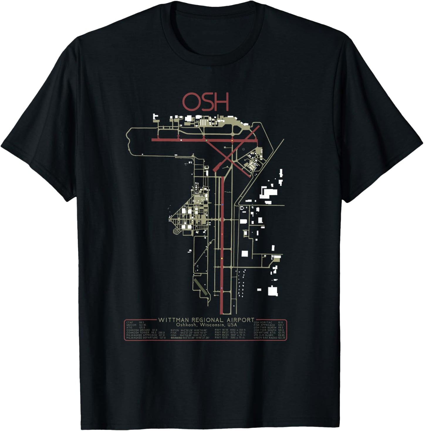 KOSH Wittman Regional Airport Oshkosh WI. Art T-Shirt - T-Shirt | Black